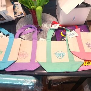 Trader Joe's pastel mini Tote Bags Set Of 4 Bags